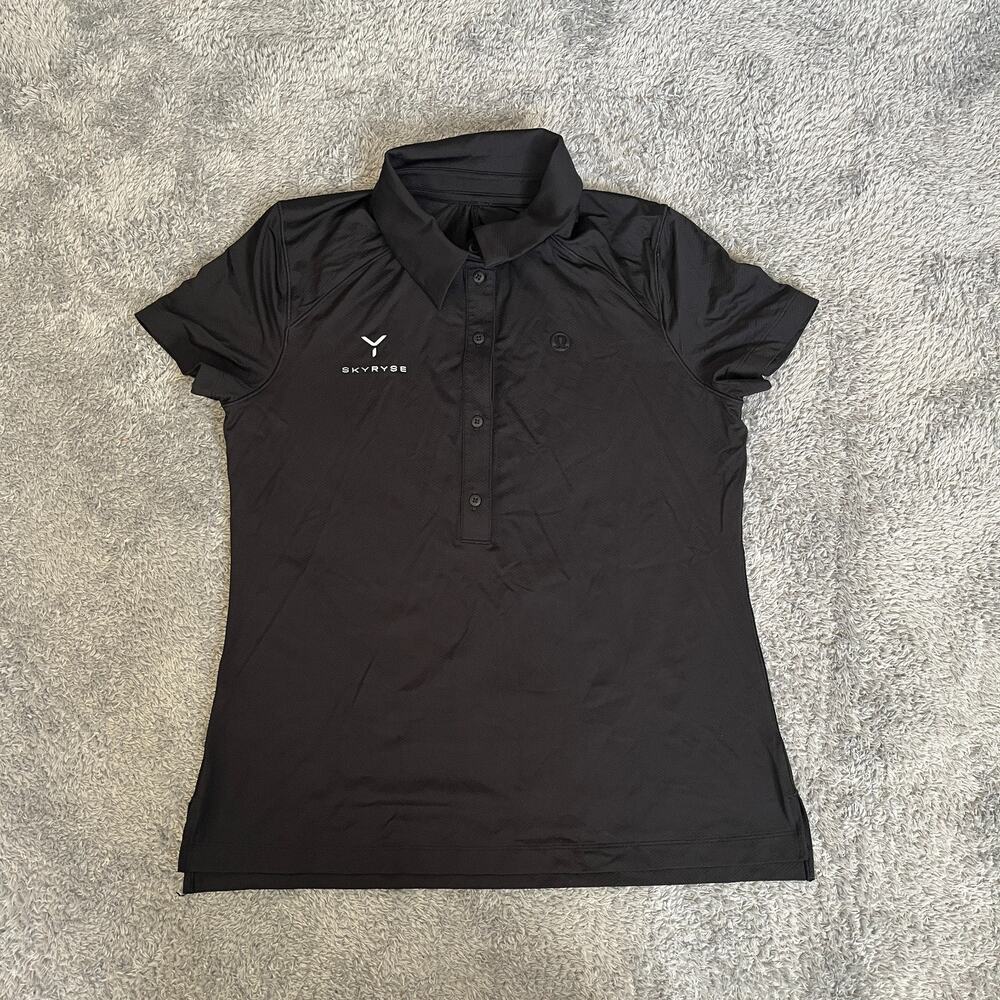 Lululemon Skyryse Black Short Sleeve Tennis Golf Sport Polo Shirt Women's Size 8